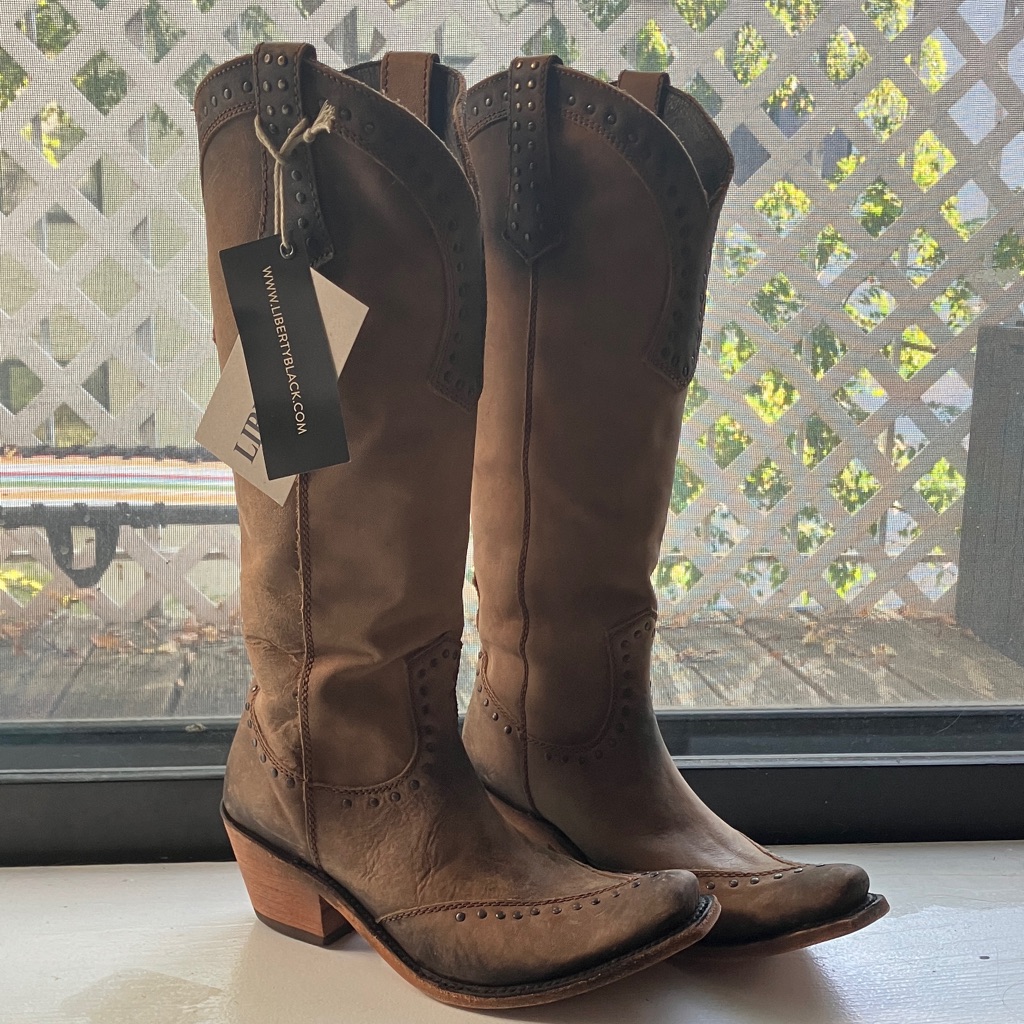 Liberty Black Tan Leather Heeled Boots